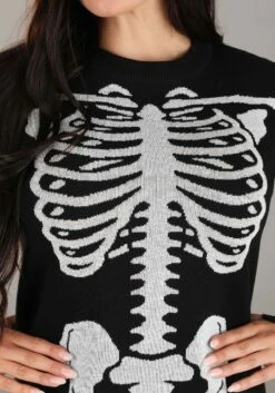 Loose Fit Skeleton Sweater Dress For Women -Fun World Shop adult skeleton loose fit sweater dress alt 2