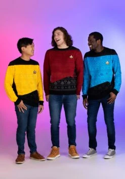 Adult Star Trek "Trek The Halls" Christmas Sweater -Fun World Shop official star trek trek the halls christmas jump alt 2