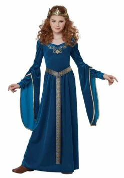 Teal Medieval Princess Costume For Girls