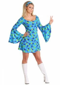Women's Wild Flower 70s Disco Dress Costume